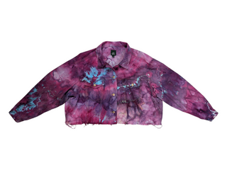 Women's XL Tie-dye Croped Jean Jacket
