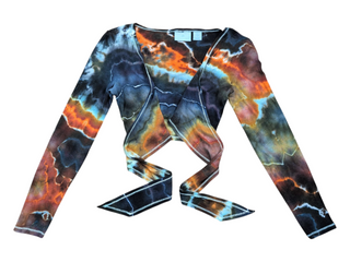 Women's Small Tie-dye Cropped Tie Cardigan