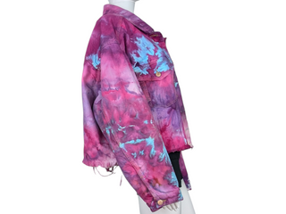 Women's XL Tie-dye Croped Jean Jacket