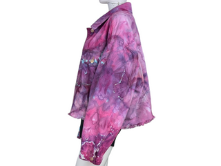 Women's XL Tie-dye Croped Jean Jacket