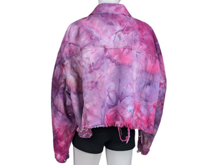 Women's XL Tie-dye Croped Jean Jacket