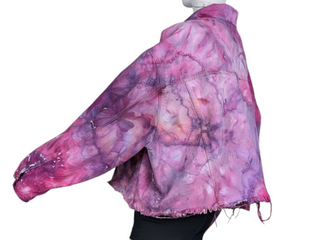 Women's XL Tie-dye Croped Jean Jacket