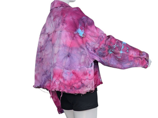 Women's XL Tie-dye Croped Jean Jacket