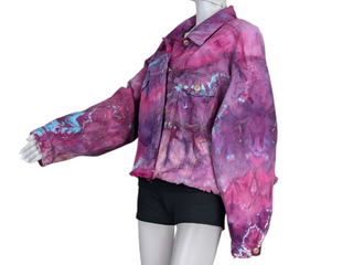 Women's XL Tie-dye Croped Jean Jacket