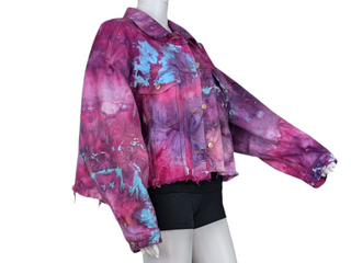 Women's XL Tie-dye Croped Jean Jacket