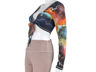 Women's Small Tie-dye Cropped Tie Cardigan