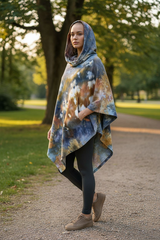 Tie-dyed Hooded Poncho