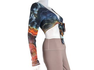 Women's Small Tie-dye Cropped Tie Cardigan