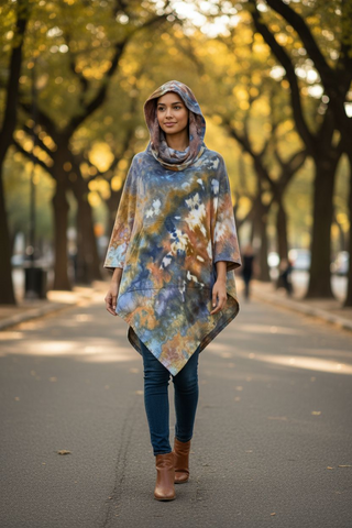 Tie-dyed Hooded Poncho