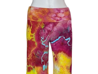 Women's Small Tie-dye Fold over Palazzo Pants