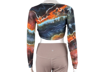 Women's Small Tie-dye Cropped Tie Cardigan