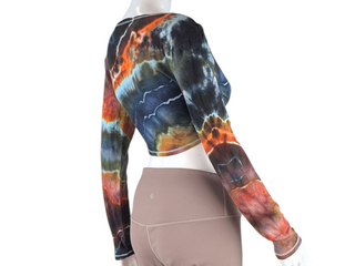 Women's Small Tie-dye Cropped Tie Cardigan