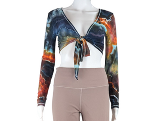 Women's Small Tie-dye Cropped Tie Cardigan