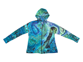 Women's Large Reverse Tie-dye Lightweight Zip-up Hoodie