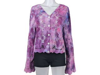 Women's Large Tie-Dye Crocheted Sweater