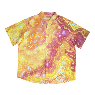 Men's XXL Tie-dye Linen Button-Down Shirt
