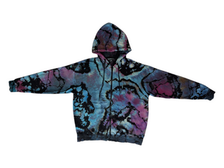 Men's Large Reverse Tie-dye Zip-up Hoodie