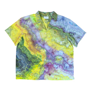 Men's XL Tie-dye Short-sleeved Button-down Shirt