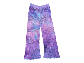Women's Large Long Tie-Dye Crochet Party Pants