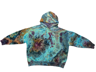 Women's XXL Reverse Tie-dye Buffalo Pullover Hoodie