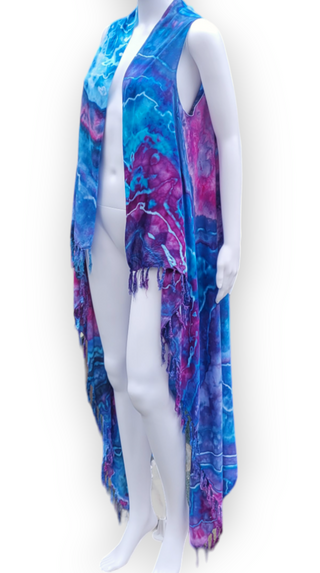 Women's OSFA Tie-dye Fringe Vest