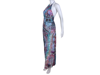 Women's Small Tie-dye Halter Top Maxi Dress