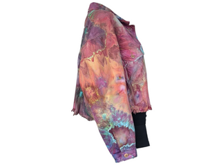 Women's Medium Tie-dye Crop Jean Jacket