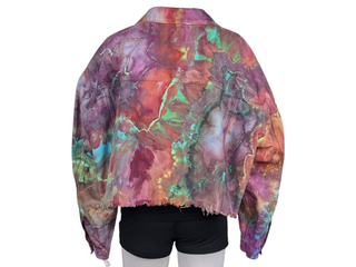 Women's Medium Tie-dye Crop Jean Jacket