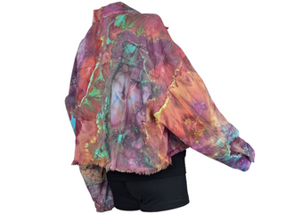 Women's Medium Tie-dye Crop Jean Jacket