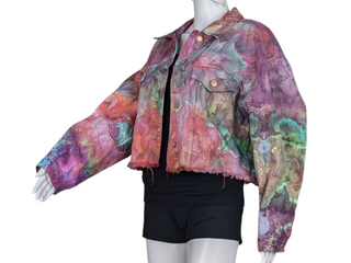 Women's Medium Tie-dye Crop Jean Jacket