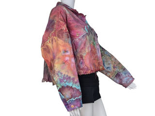 Women's Medium Tie-dye Crop Jean Jacket