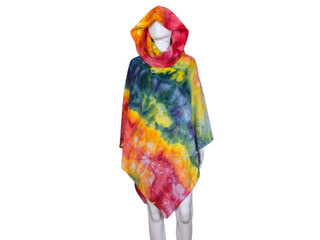 Unisex Geode Tie Dye Hooded Poncho