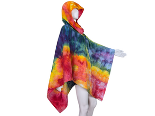 Unisex Geode Tie Dye Hooded Poncho