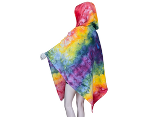 Unisex Geode Tie Dye Hooded Poncho