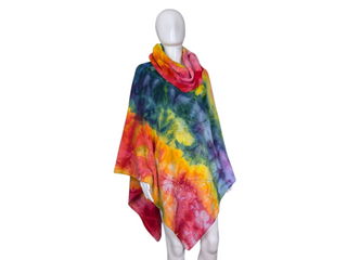 Unisex Geode Tie Dye Hooded Poncho