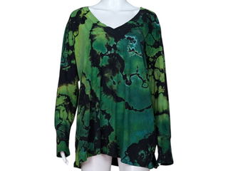 Women's 2XL Reverse Tie-dye Long-sleeved Top