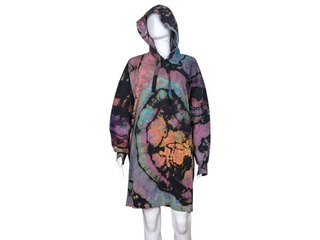 Women's XL Reverse Tie-dye Hooded Sweatshirt Dress