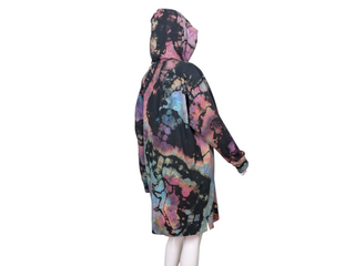 Women's XL Reverse Tie-dye Hooded Sweatshirt Dress