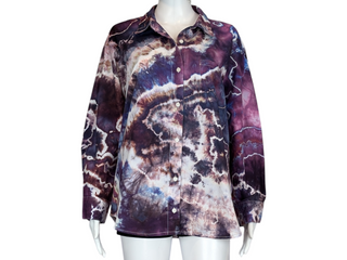 Women's XL Tie-dye Button-Down Shirt