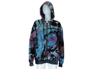 Men's Large Reverse Tie-dye Zip-up Hoodie