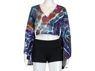 Women's XL Tie-dye Bell Sleeved Crop Top