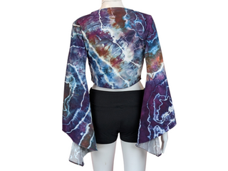 Women's XL Tie-dye Bell Sleeved Crop Top