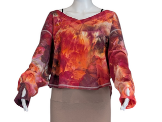 Women's XL Tie-dye Off Shoulder V-Neck Top