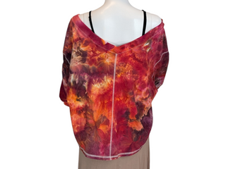 Women's XL Tie-dye Off Shoulder V-Neck Top