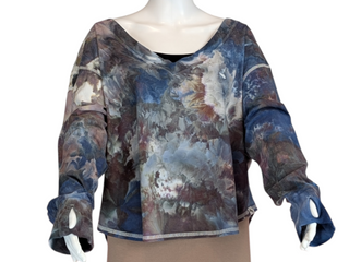 Women's XXL Tie-dye Off Shoulder V-neck Top