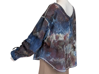 Women's XXL Tie-dye Off Shoulder V-neck Top