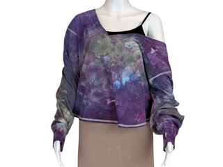 Women's Large Tie-dye Off Shoulder V-neck Top