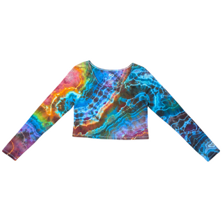 Women's XL Tie-dye Long-sleeved Crop Top