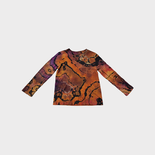 Youth Medium Autumn Reverse Geode Tie Dye Long-sleeved T-Shirt