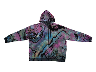 Men's 3XL Reversed Tie-dye Zip Up Hoodie